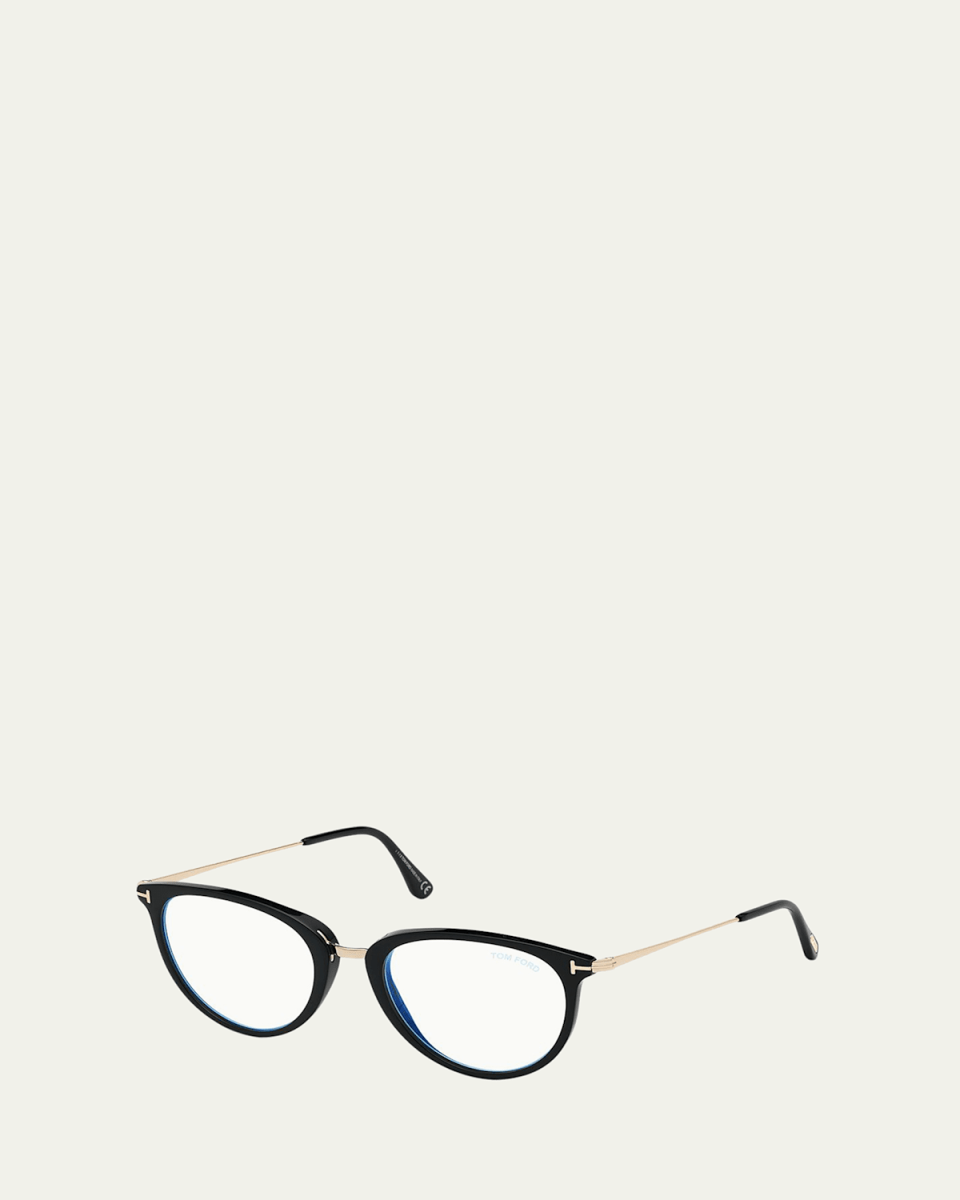 Blue Block Cat-Eye Acetate & Metal Optical Frames